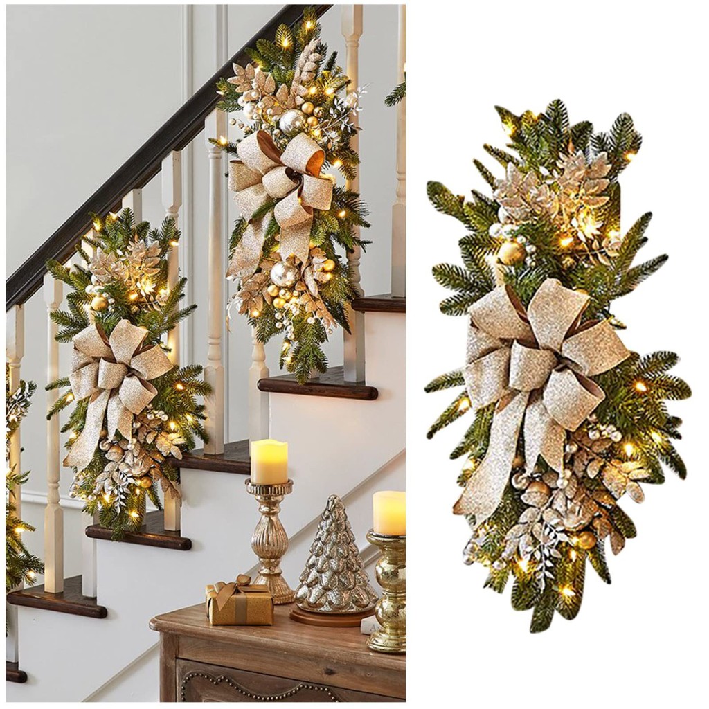 Christmas,Friendship Gifts,Thank You,Christmas Staircase Garland – Staircase Decorative Hangings